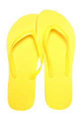 pair of yellow flip flops