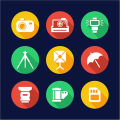 Photography Icons Flat Design Circle