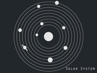 Solar system planets, space objects. Solar system illustration in original style. Vector. - obrazy, fototapety, plakaty