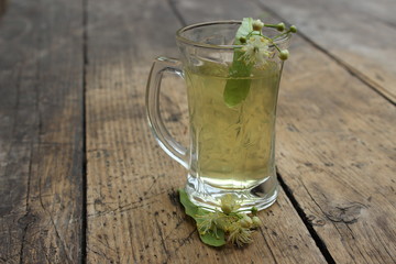 Glass with lime tea