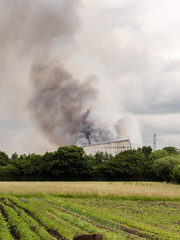 Fototapeta na wymiar June 21st 2016. Leyland, Lancashire, Preston. Major fire at Wiltshire Shavings and sawdust supplies causing some residemnts to be evacuated.