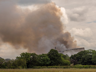 June 21st 2016. Leyland, Lancashire, Preston. Major fire at Wiltshire Shavings and sawdust supplies causing some residemnts to be evacuated.