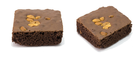 chocolate brownie cake isolated on white