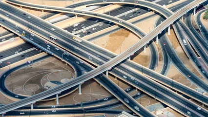 Papier Peint photo autocollant construction de la ville Intersection des routes principales, vue aérienne