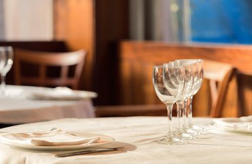 The restaurant serves for lunch. Photos with beautiful bokeh