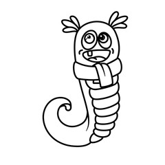 Monster alphabet coloring pages: letter J