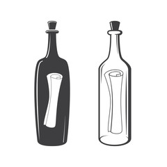 Vector two bottles with S.O.S. message.