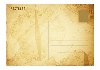 old postcard with space for text, grunge paper background