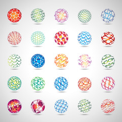 Sphere Icons Set - Isolated On Gray Background - Vector Illustration
