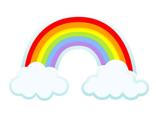 background with clouds and rainbow. vector