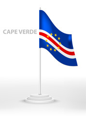 National waving flag of Cape Verde on a pole. vector 3d country national symbol on a white background
