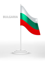 National waving flag of Bulgaria on a pole. vector 3d country national symbol on a white background

