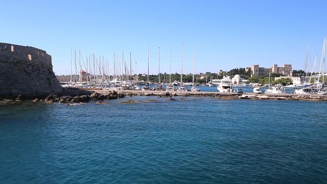 ancient Tower and Fort of Saint Nicholas in Rhodes, Greece
