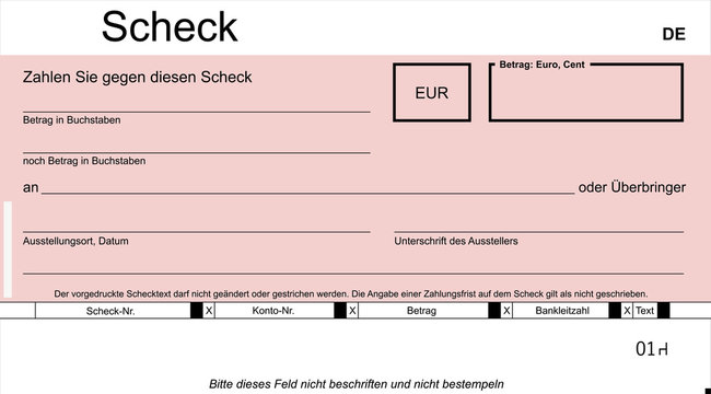 Original Scheck - blanko red