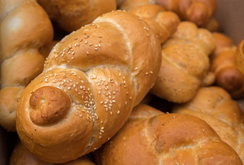Fresh little Ghallah bread at city market