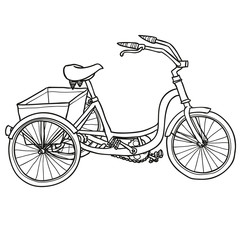 hand-drawn bike. isolated on white background