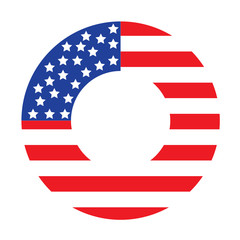 American flag circle monogram frame