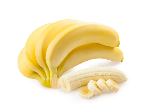 Banana. Bananas isolated on white background. Freshly sliced bananas.