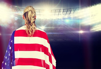 Composite image of athlete with american flag