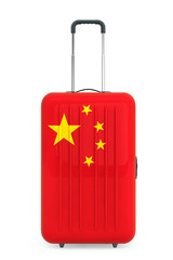 Travel to China Concep. Suitcase with China flag. 3d Rendering