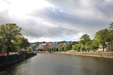 Fototapeta premium landscape of city of Cork on the river Lee