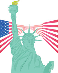Vector - Statue of Liberty and USA flag