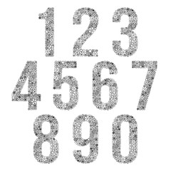 Set of numbers made of flowers.