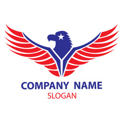 Fototapeta premium Eagle company logo design red and blue on white background vector illustration.