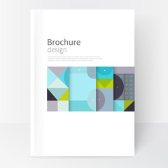 Flat stile Minimalistic cover template. concept  cover for catalog, report, brochure. Pastel color turquoise, violet & green abstract geometric background. Simple geometric shapes 