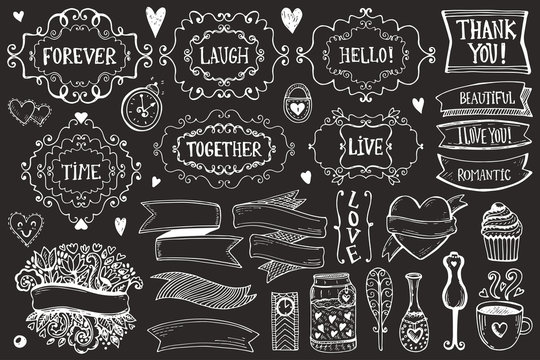 Set of vintage sketch elements