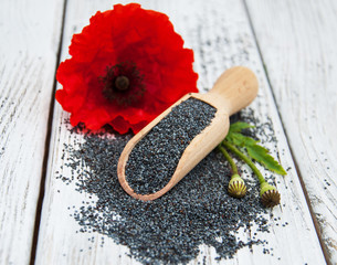 Poppy seeds and flowers