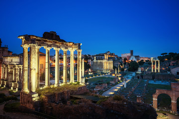 Obraz premium Roman Forum in Rome at sunset, Italy