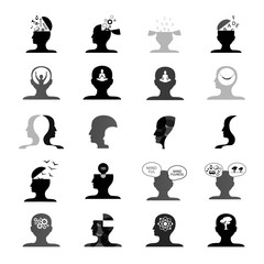 Mind Icons Set - Isolated On White Background - Vector Illustration, Graphic Design. For Web, Websites, Print, Presentation Templates, Mobile Applications And Promotional Materials