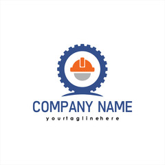 Worker and Contruction Logo Vector