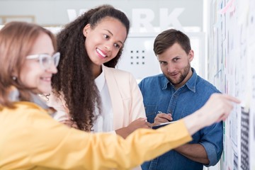 Fototapeta premium Assesing the results of their team's work