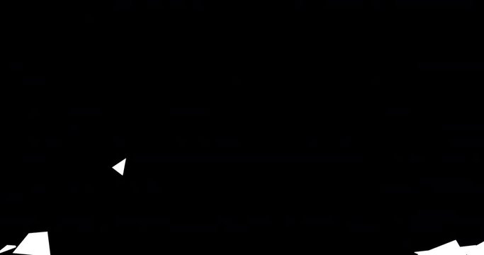 Breaking glass to black / 3D animation of white screen shattering and falling to black, can be used for cuts and transitions
