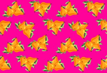 Bright seamless pattern with pears. Fruity vector background.