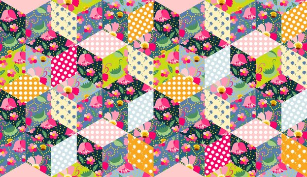 Seamless vector pattern. Beautiful patchwork background.