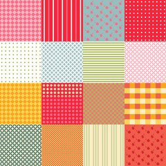 Colorful seamless patchwork background with different patterns. - obrazy, fototapety, plakaty