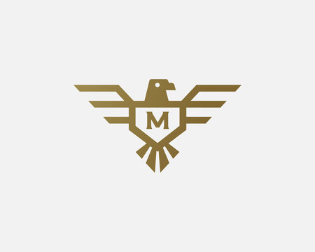 Eagle vector logotype. Letter shield logo design template. Luxury brand, bird crest emblem, premium icon sign symbol