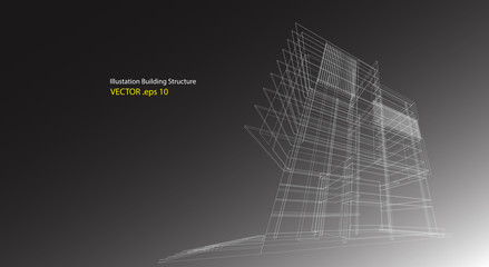 building structure abstract, 3d illustration, vector