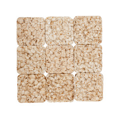 Square composition of nine crunchy rye crispbreads