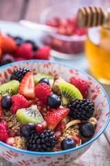 fresh fruits in breakfast bowl
