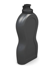 Empty black packaging bottle isolated on white background. Household chemicals. Cleaning product. For your design. 3d rendering