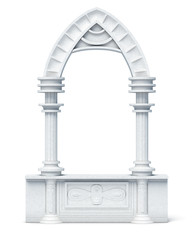Fototapeta premium Architectural objects columns arch parapet balustrade on white background. 3d render image.