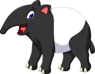 cute tapir cartoon posing