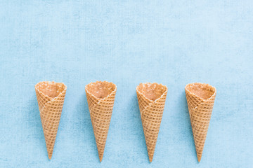 ice cream empty cones, flat lay overhead