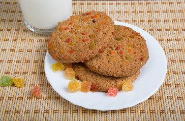 Oatmeal cookies on white plate