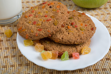 Oatmeal cookies on white plate