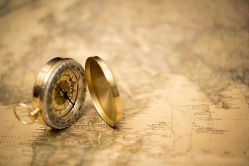 old map and compass , retro style